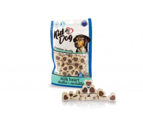 KidDog - Pamlsky Happy Goodies - dentální mléčná srdíčka 80 g